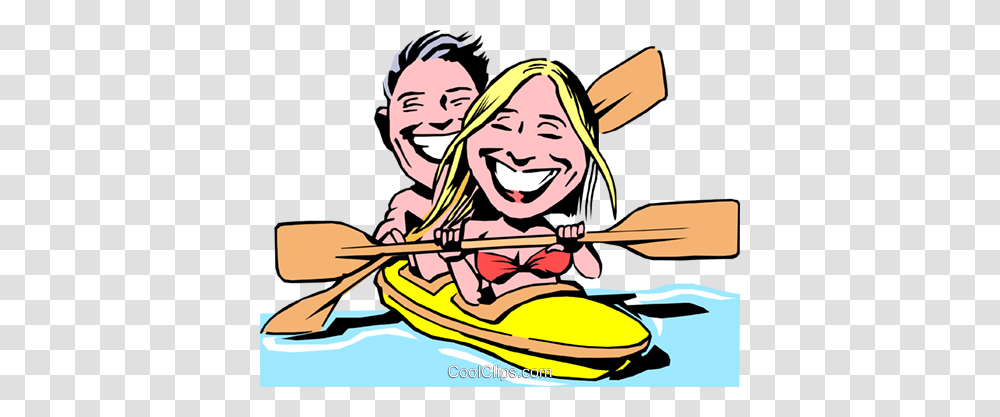 Cartoon Kayaking Royalty Free Vector Clip Art Illustration, Boat, Vehicle, Transportation, Rowboat Transparent Png