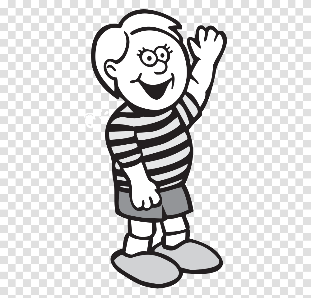Cartoon Kid Svg Clip Arts Wave Goodbye Clipart Black And White, Stencil Transparent Png