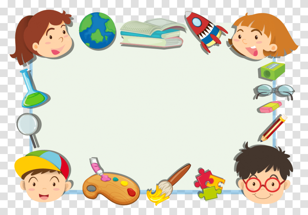 Cartoon Kids Border Designs For Students, Apparel, Face Transparent Png