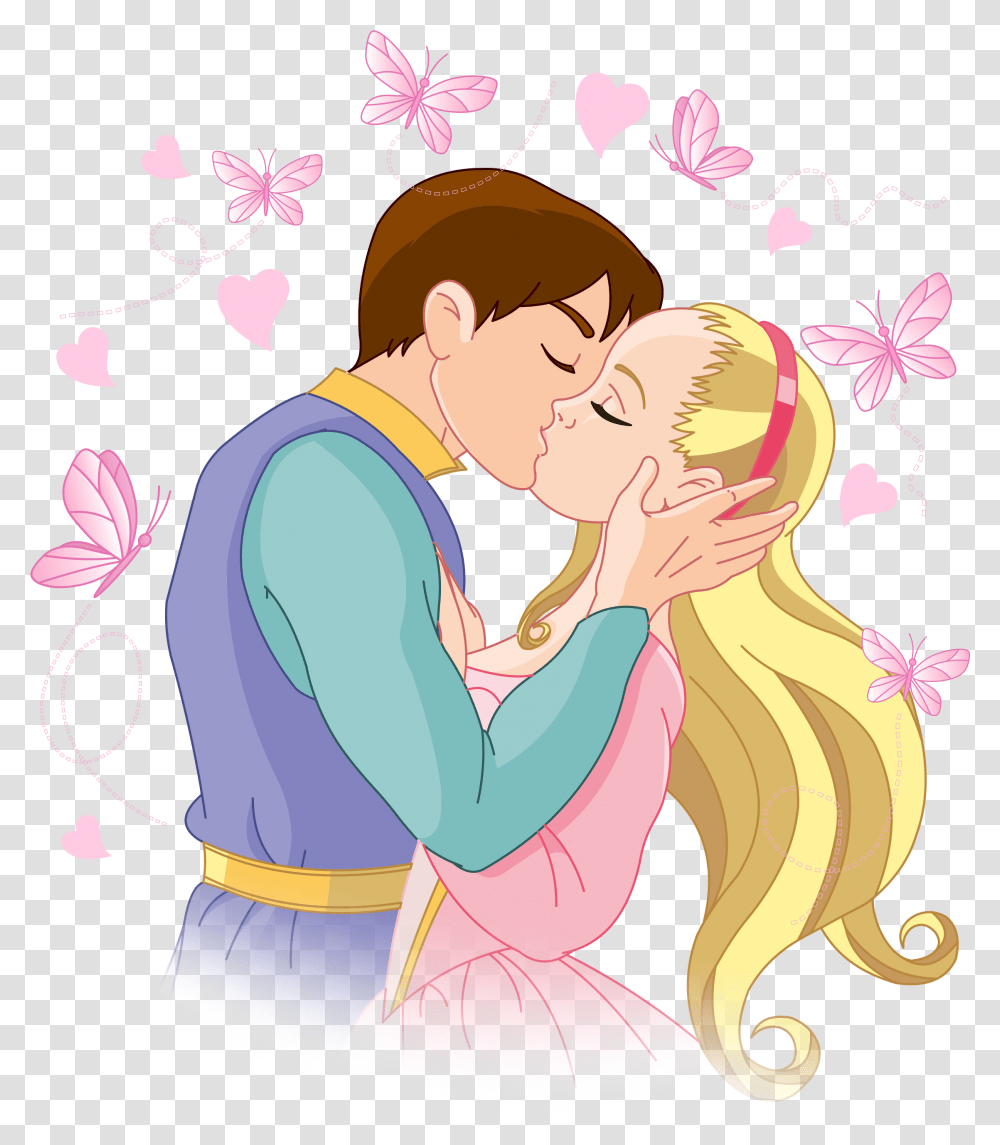 Cartoon Kiss Clip Art Prince And Princess Kiss, Person, Human, Make Out, Kissing Transparent Png