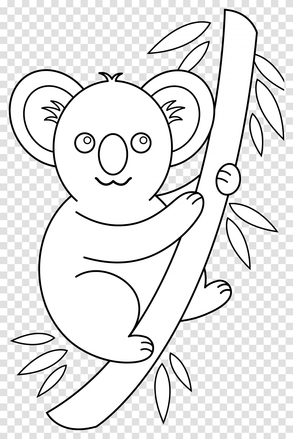 Cartoon Koala Colouring Pages Koala Clipart Black And White, Face, Toy, Drawing, Smile Transparent Png