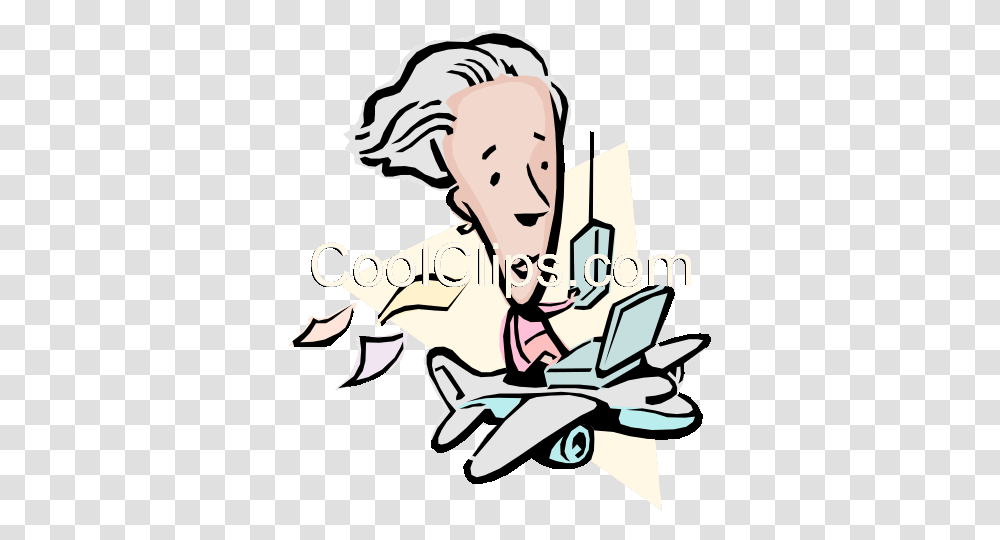 Cartoon Lady Traveling In An Airplane Royalty Free Vector Clip Art, Washing, Doctor, Label Transparent Png