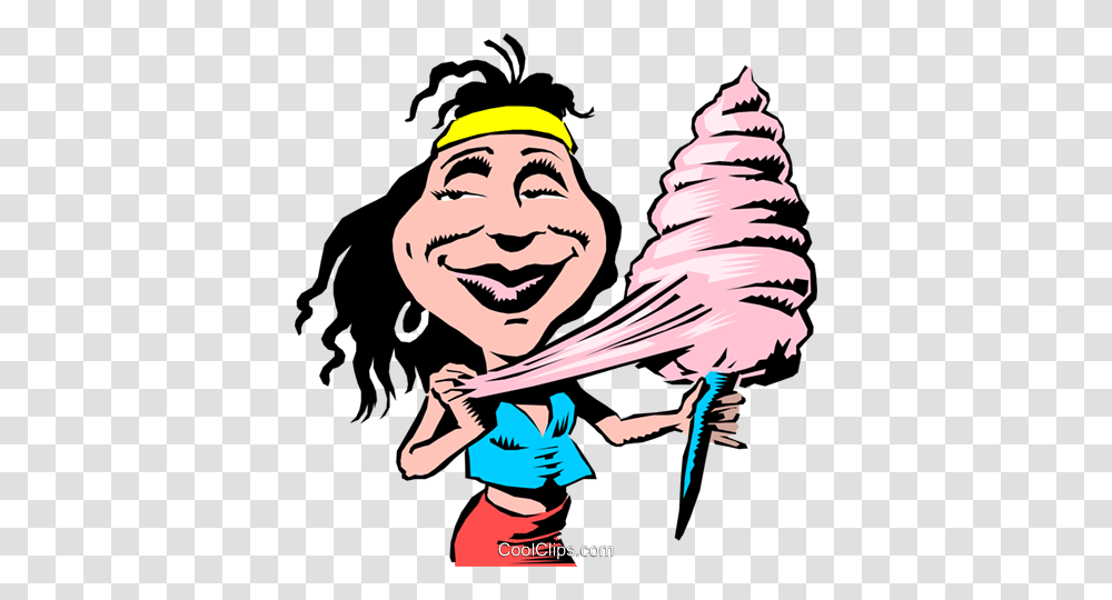 Cartoon Lady With Candy Floss Royalty Free Vector Clip Art, Person, Face, Performer, Costume Transparent Png