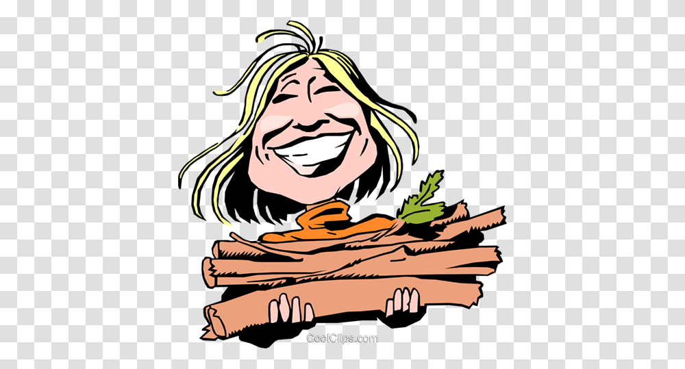 Cartoon Lady With Firewood Royalty Free Vector Clip Art, Face, Performer, Drawing, Chef Transparent Png