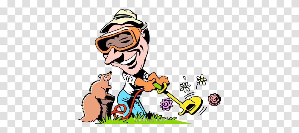 Cartoon Lawn Care Worker Royalty Free Vector Clip Art Illustration, Person, Outdoors, Cleaning, Poster Transparent Png