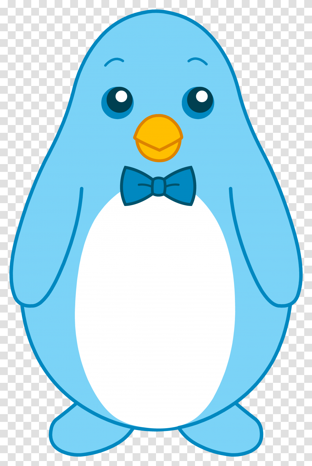Cartoon Little Blue Penguin With Bow Tie Cartoon Little Blue Penguin, Bird, Animal, Egg, Food Transparent Png