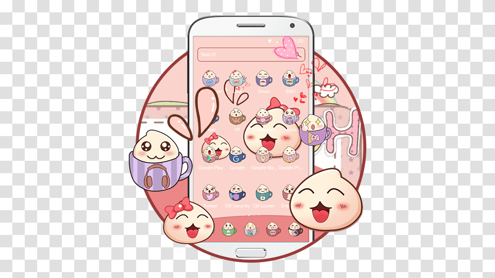 Cartoon Lovely Peach Expression Theme - Apps Cartoon Lovely Peach Expression, Text, Label, Mobile Phone, Electronics Transparent Png