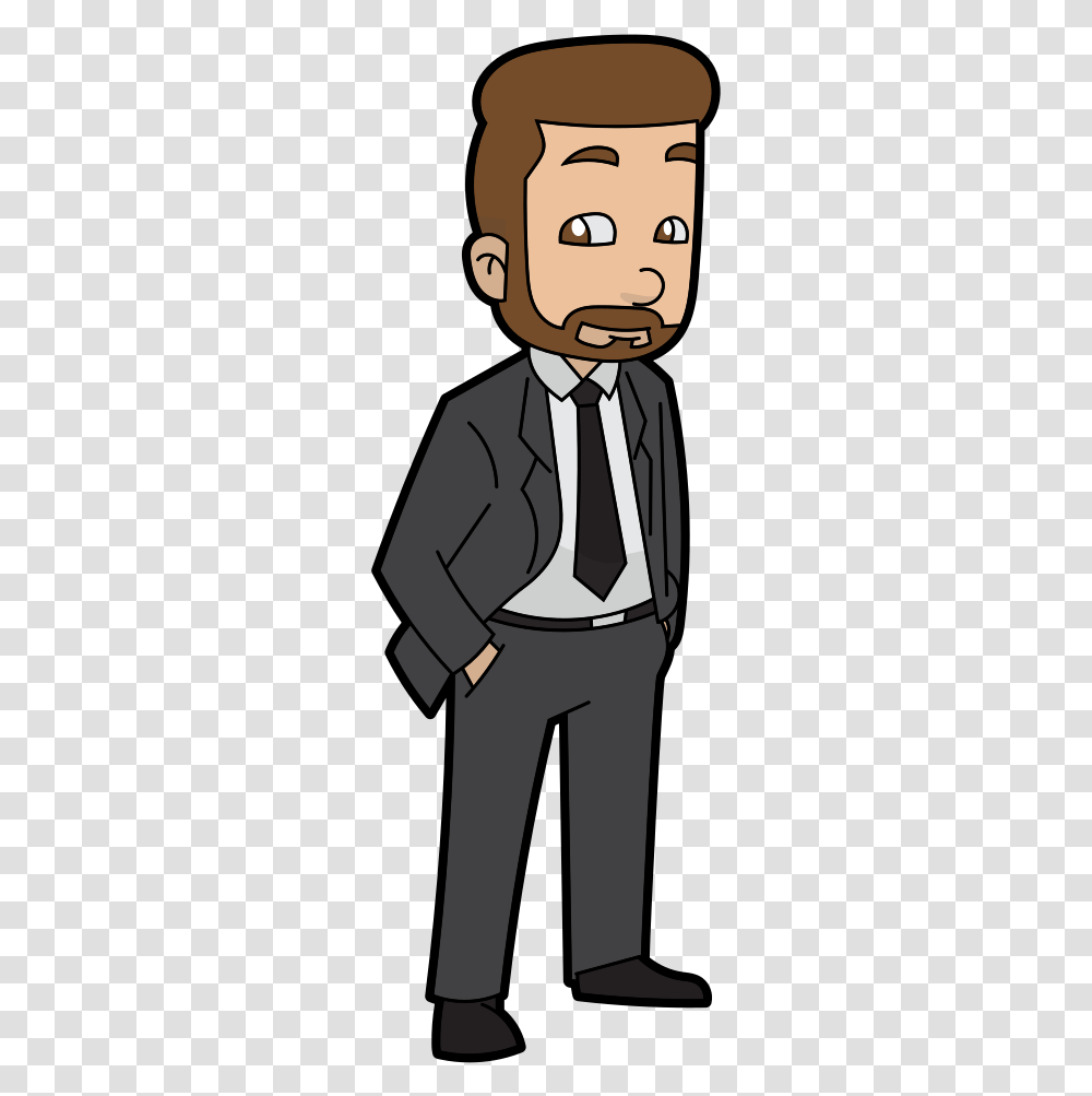 Cartoon Man In Suit, Tie, Accessories, Overcoat Transparent Png