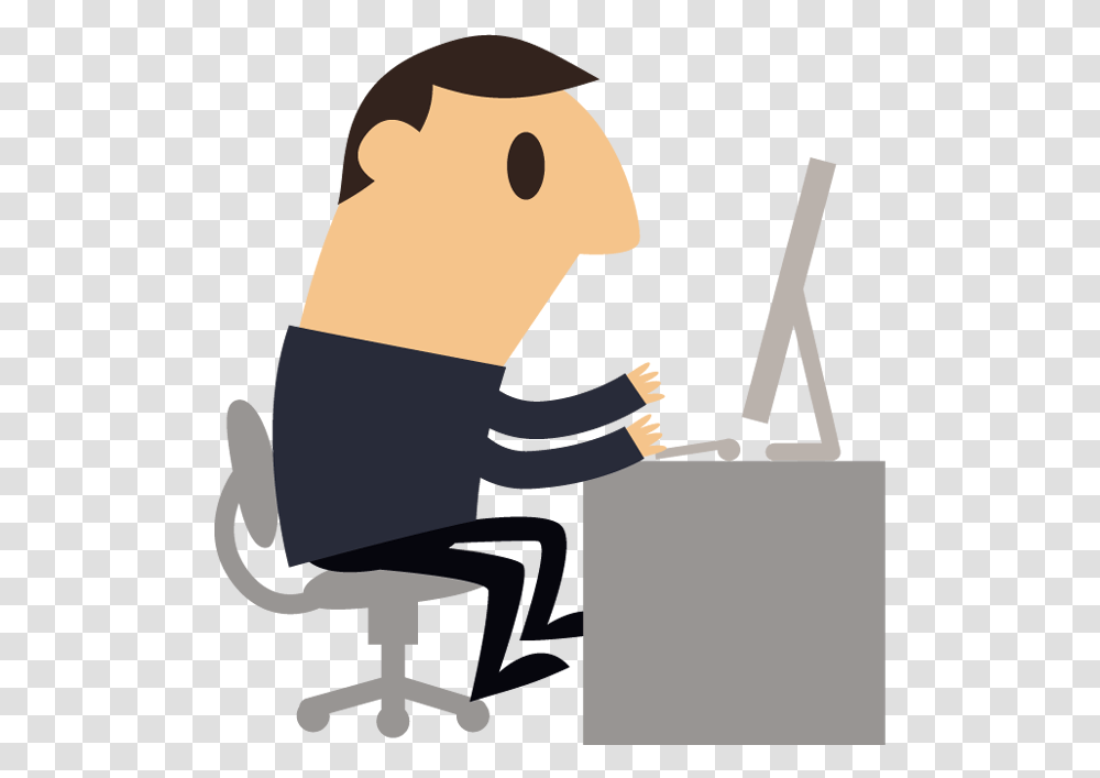 Cartoon Man On A Computer, Silhouette, Kneeling, Performer, Standing Transparent Png