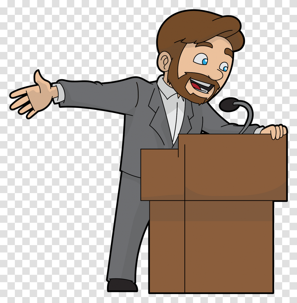 Cartoon Man Speaking In Public, Audience, Crowd, Person, Human Transparent Png