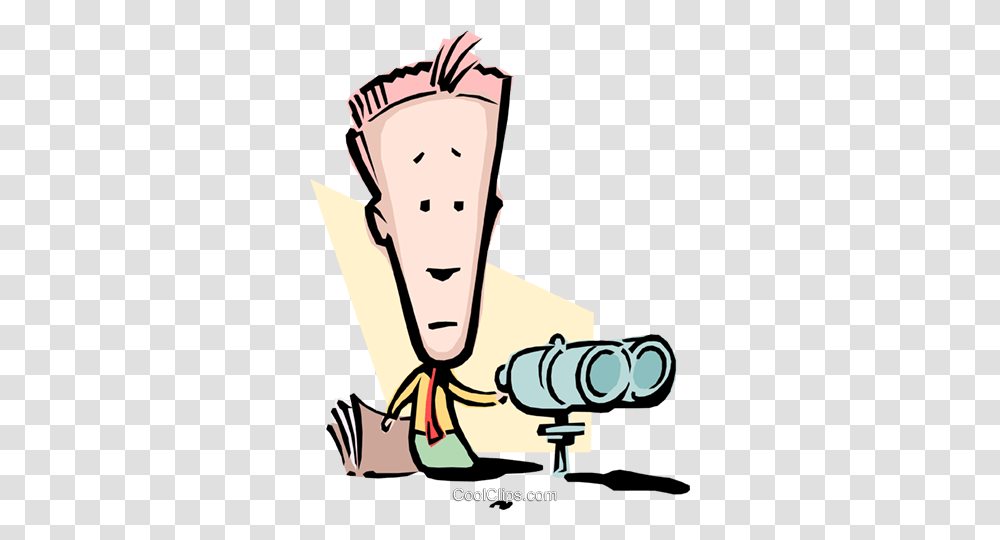 Cartoon Man With Binoculars Royalty Free Vector Clip Art, Telescope, Photography Transparent Png