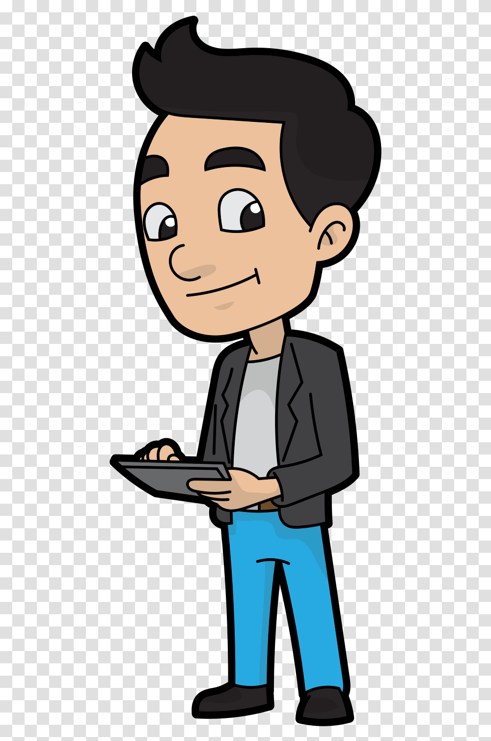 Cartoon Man With Black Hair, Person, Waiter, Suit, Overcoat Transparent Png