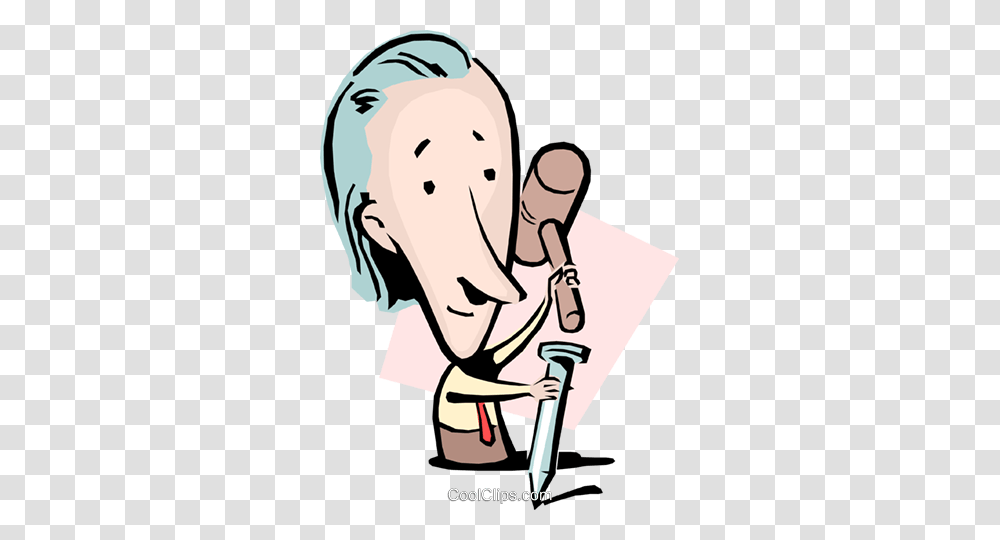 Cartoon Man With Hammer Nail Royalty Free Vector Clip Art, Crowd, Ear, Head, Hair Transparent Png