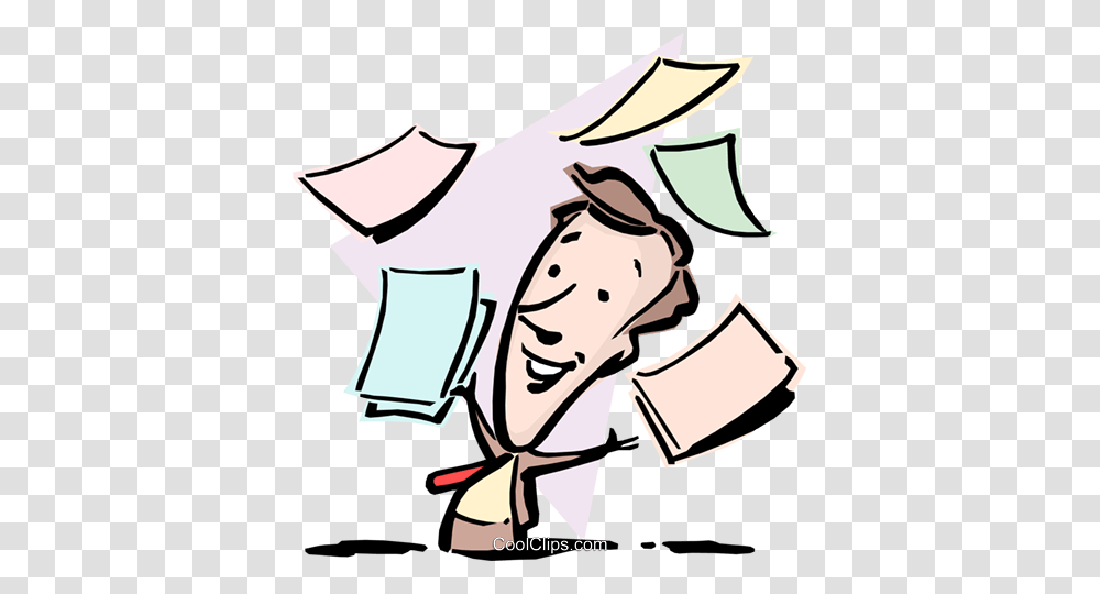 Cartoon Man With Papers Royalty Free Vector Clip Art Illustration, Cowbell, Dentist, Scientist, Scroll Transparent Png