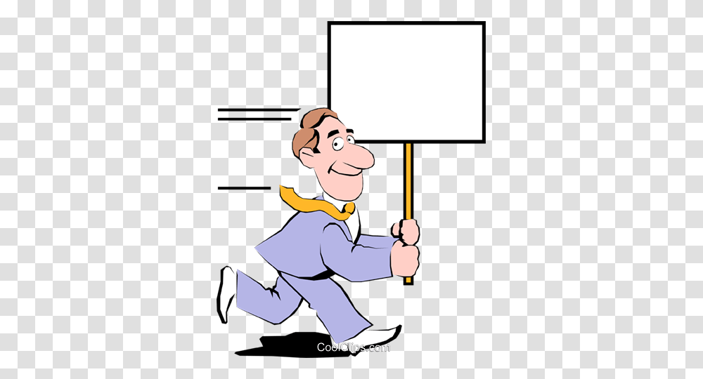 Cartoon Man With Placard Royalty Free Vector Clip Art Illustration, Girl, Female, Face Transparent Png
