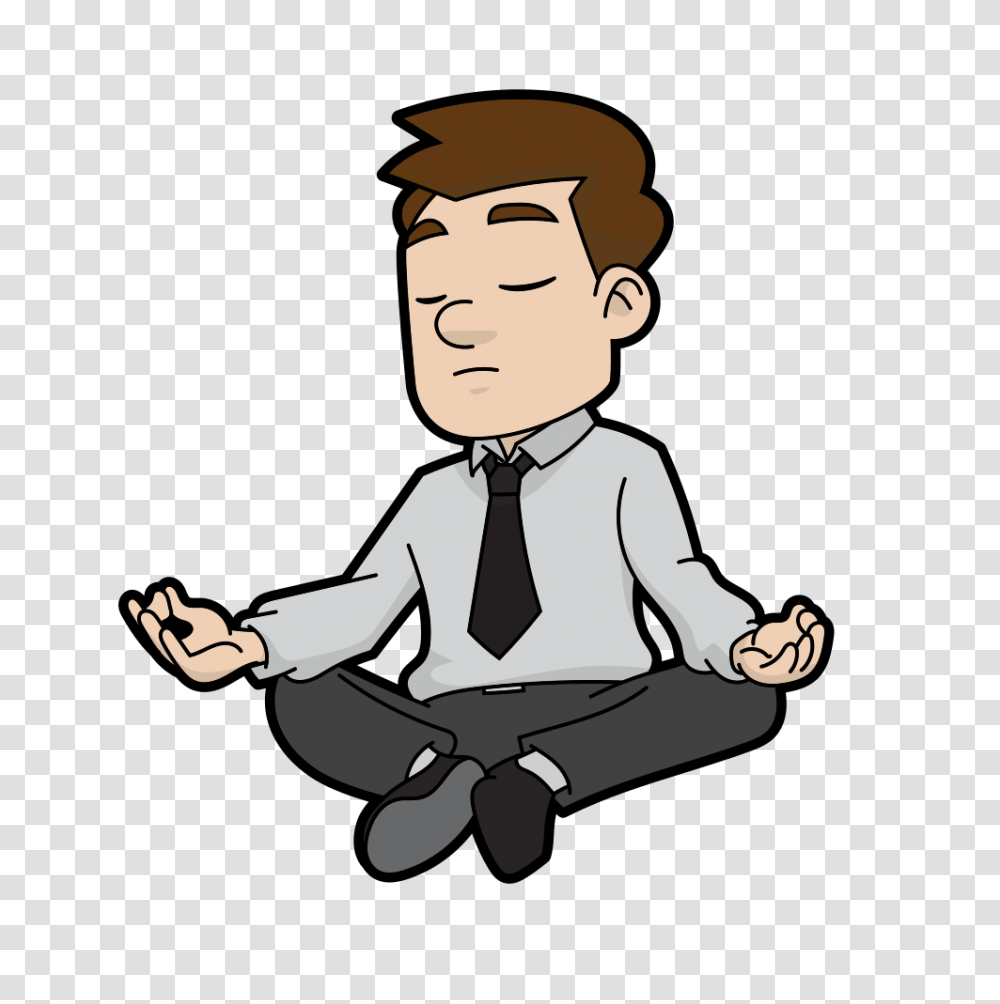 Cartoon Meditating Man, Person, Human, Waiter, Performer Transparent Png