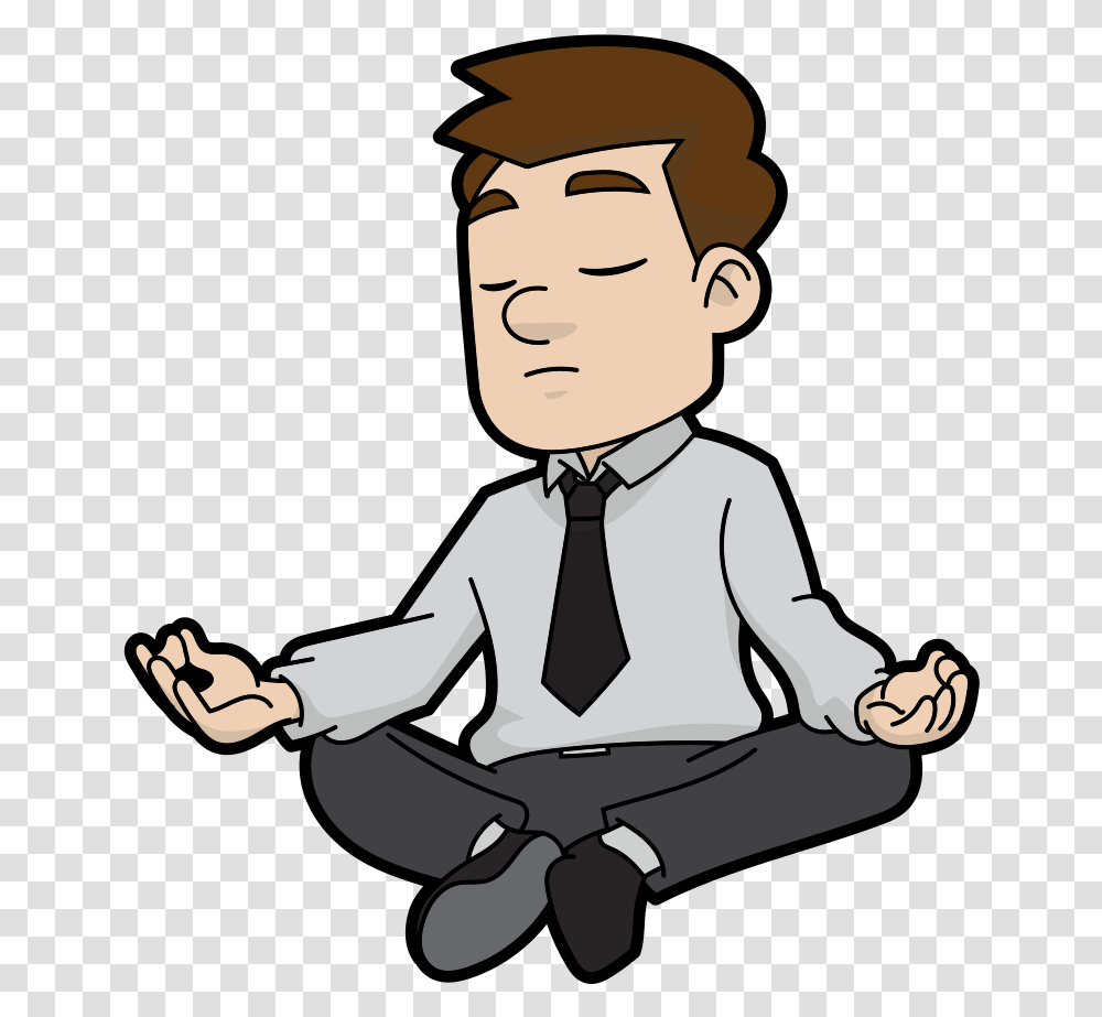 Cartoon Meditating, Person, Human, Tie, Accessories Transparent Png