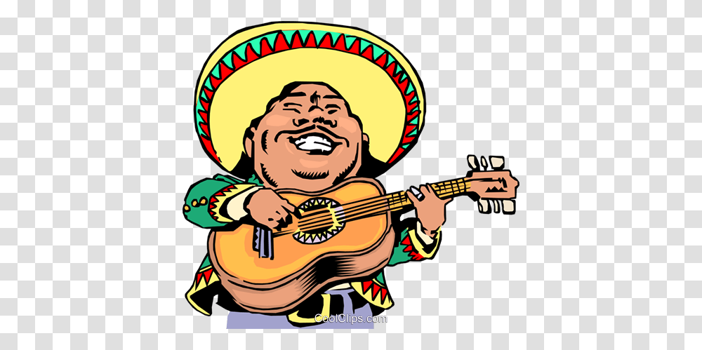 Cartoon Mexican Musician Royalty Free Vector Clip Art Illustration, Apparel, Guitar, Leisure Activities Transparent Png