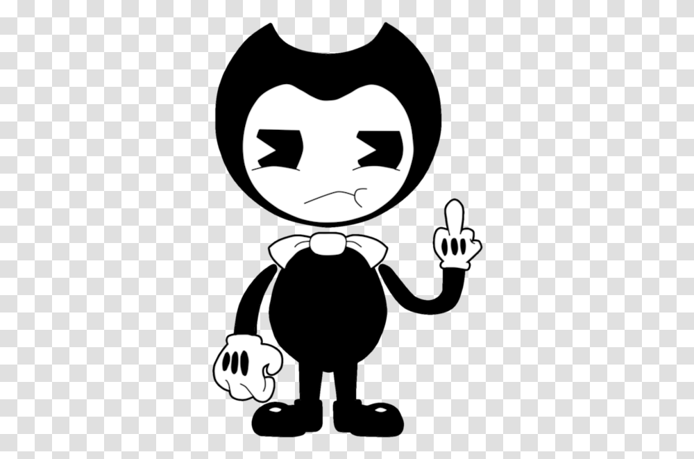 Cartoon Middle Finger Bendy And The Ink Machine Song, Stencil, Poster, Advertisement Transparent Png