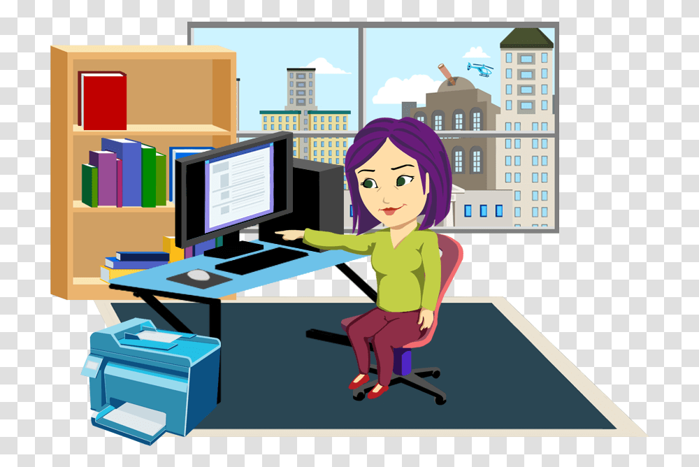 Cartoon, Monitor, Screen, Electronics, Furniture Transparent Png