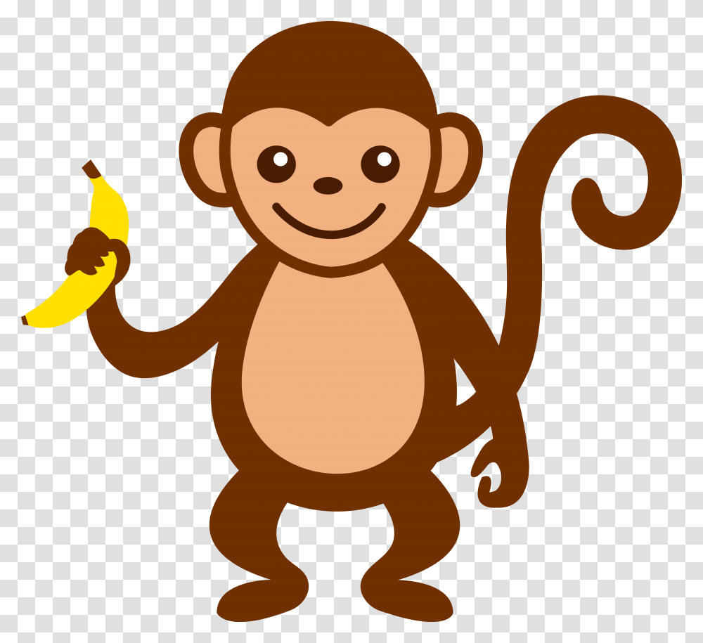 Cartoon Monkey Clip Art Cute Monkey With Banana, Face, Animal, Penguin, Bird Transparent Png