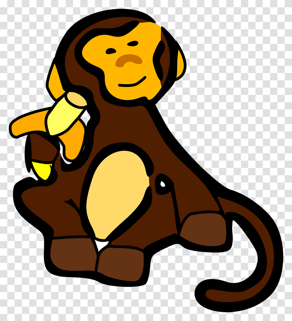 Cartoon Monkey Eating Banana, Mammal, Animal, Food, Wildlife Transparent Png