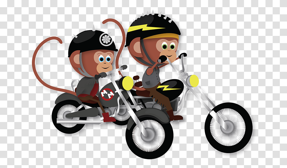 Cartoon Monkey On Motorcycle, Vehicle, Transportation, Kart, Spoke Transparent Png