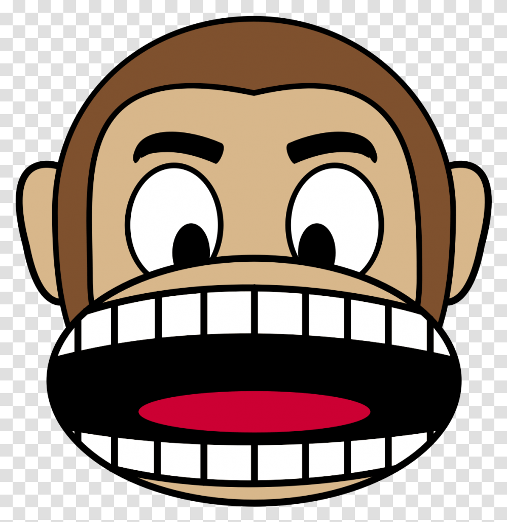 Cartoon Monkey With Mouth Open Cartoon Monkey With Big Mouth, Label, Text, Sticker, Mustache Transparent Png