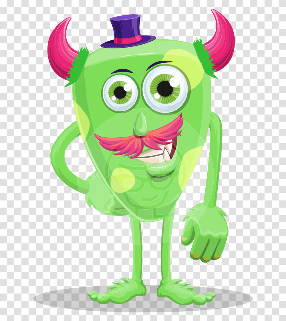 Cartoon Monster With Horns, Toy, Green, Food Transparent Png