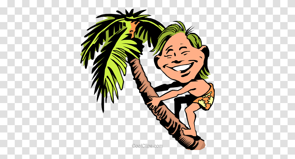 Cartoon Native Boy Royalty Free Vector Clip Art Illustration, Person, Plant, Vegetation, Palm Tree Transparent Png
