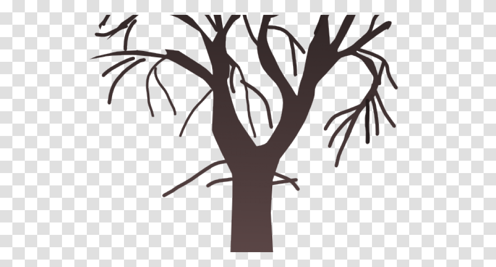 Cartoon Oak Tree, Plant, Stencil, Antler, Tree Trunk Transparent Png