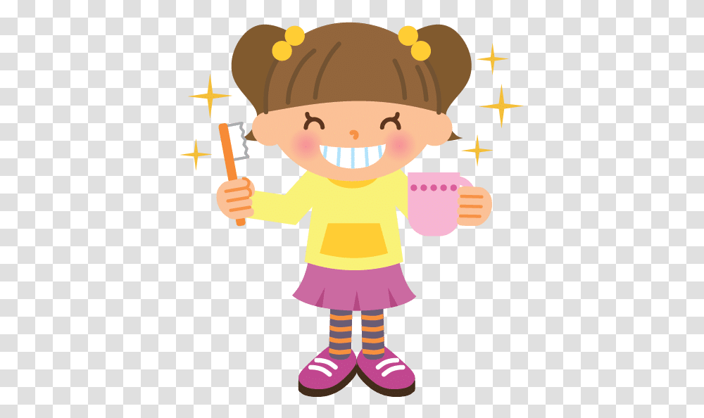 Cartoon Of A Happy Girl Holding A Toothbrush And Cup Boy Healthy Teeth Clipart, Elf, Person, Human, Toy Transparent Png