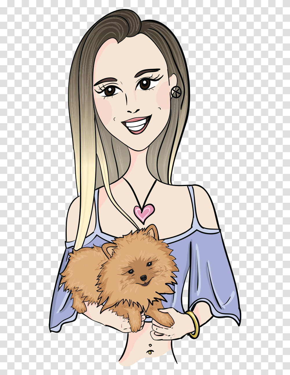 Cartoon Of A Pretty Girl Holding A Dog, Accessories, Accessory, Person, Human Transparent Png