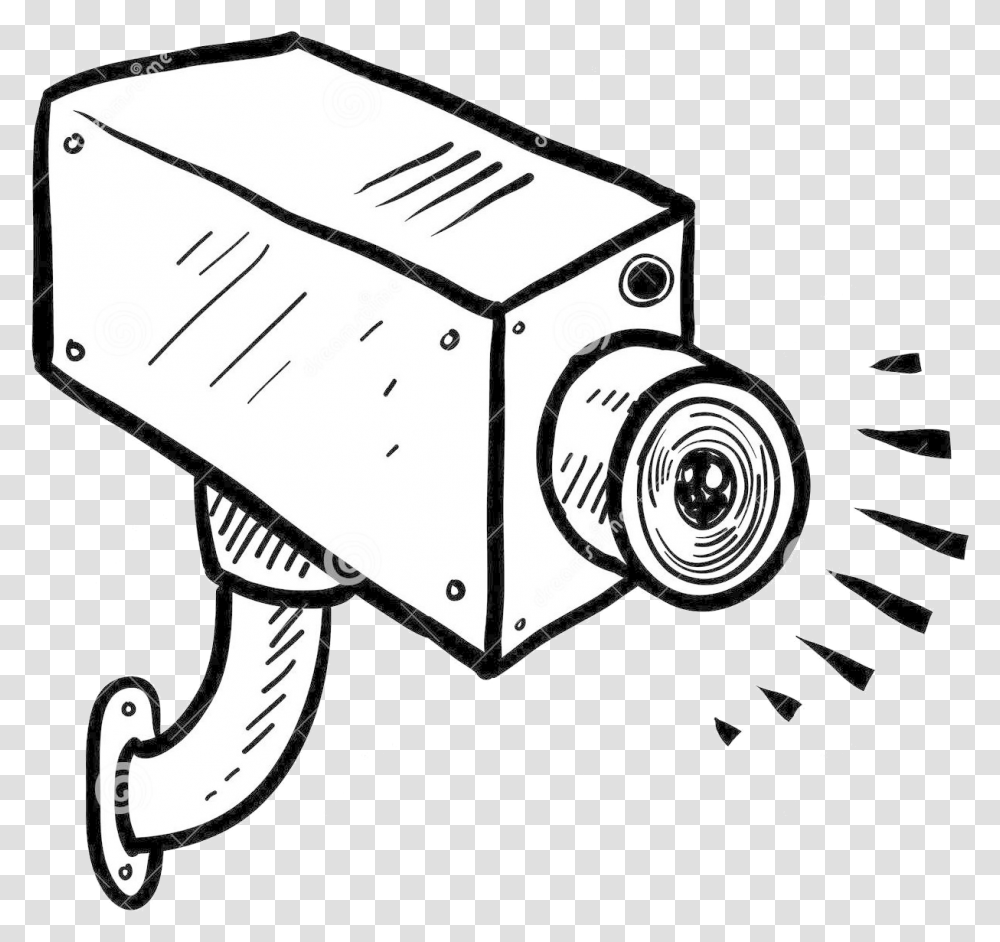 Cartoon Of Security Camera Drawing Of Surveillance Camera, Electronics, Digital Camera, Gun, Weapon Transparent Png