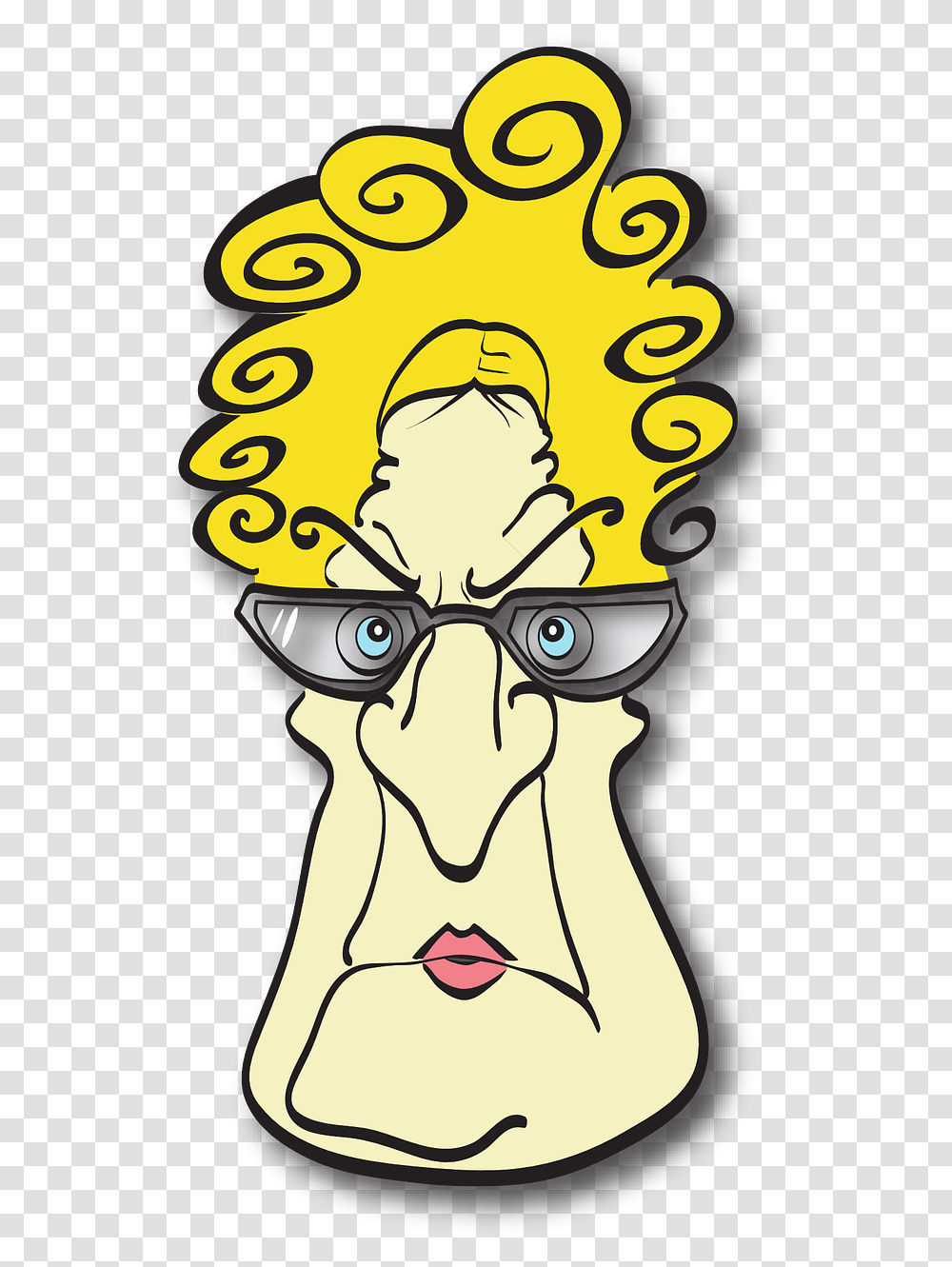 Cartoon Old Lady With Glasses, Teeth, Mouth, Lip, Head Transparent Png