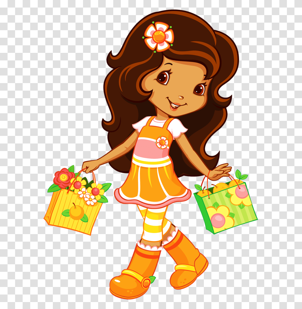 Cartoon Orange Blossom Strawberry Shortcake, Shopping, Person, Human, Bag Transparent Png