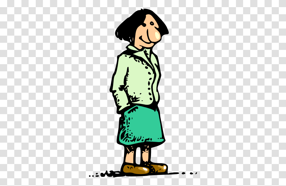 Cartoon People Clip Art Woman Standing Smiling Cartoon Clip Art, Sleeve, Long Sleeve, Female Transparent Png