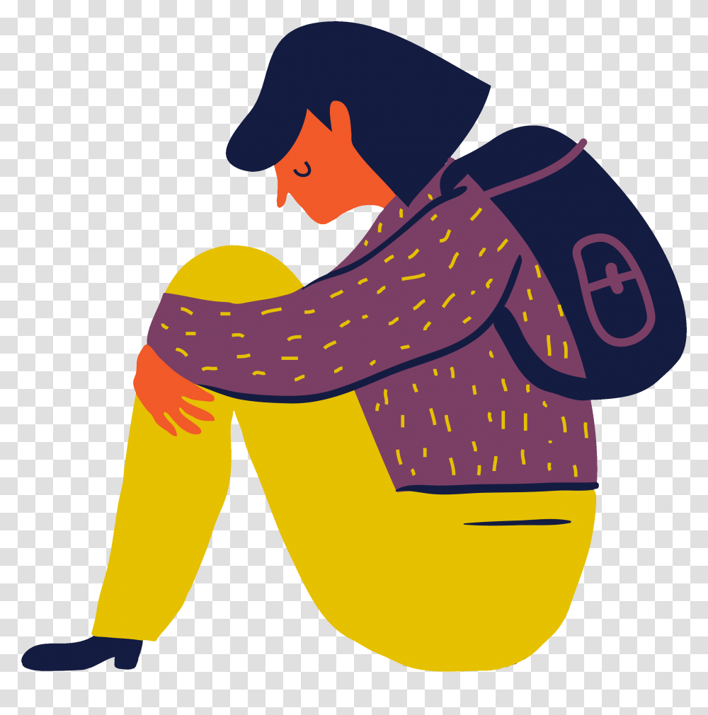 Cartoon People With Anxiety, Hug, Kneeling, Photography, Outdoors Transparent Png
