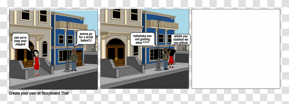 Cartoon, Person, Building, Street, City Transparent Png