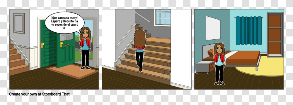 Cartoon, Person, Handrail, Wood, Housing Transparent Png