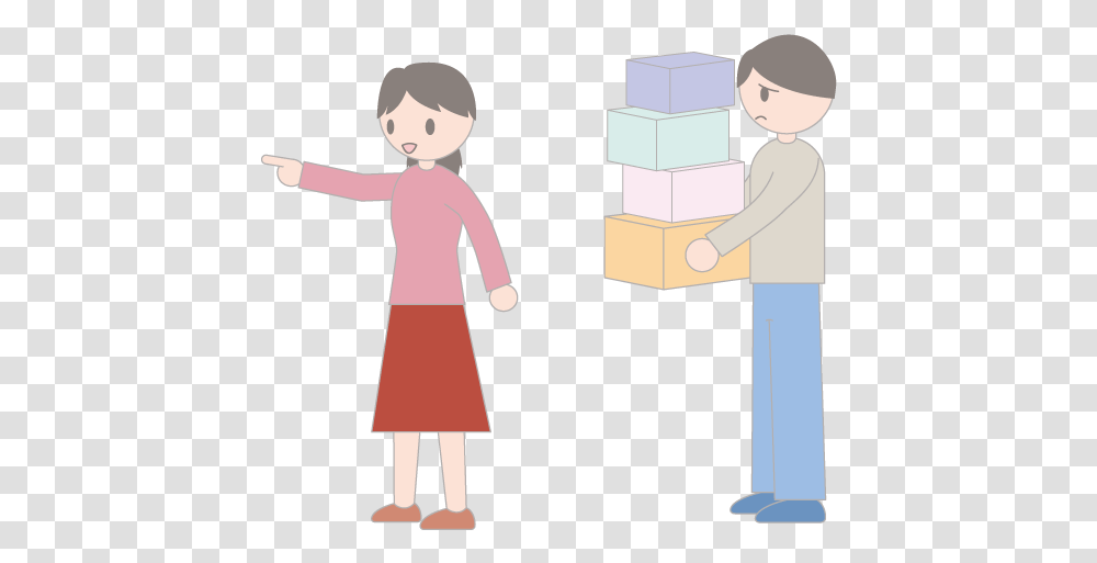Cartoon, Person, Human, Cardboard, Box Transparent Png
