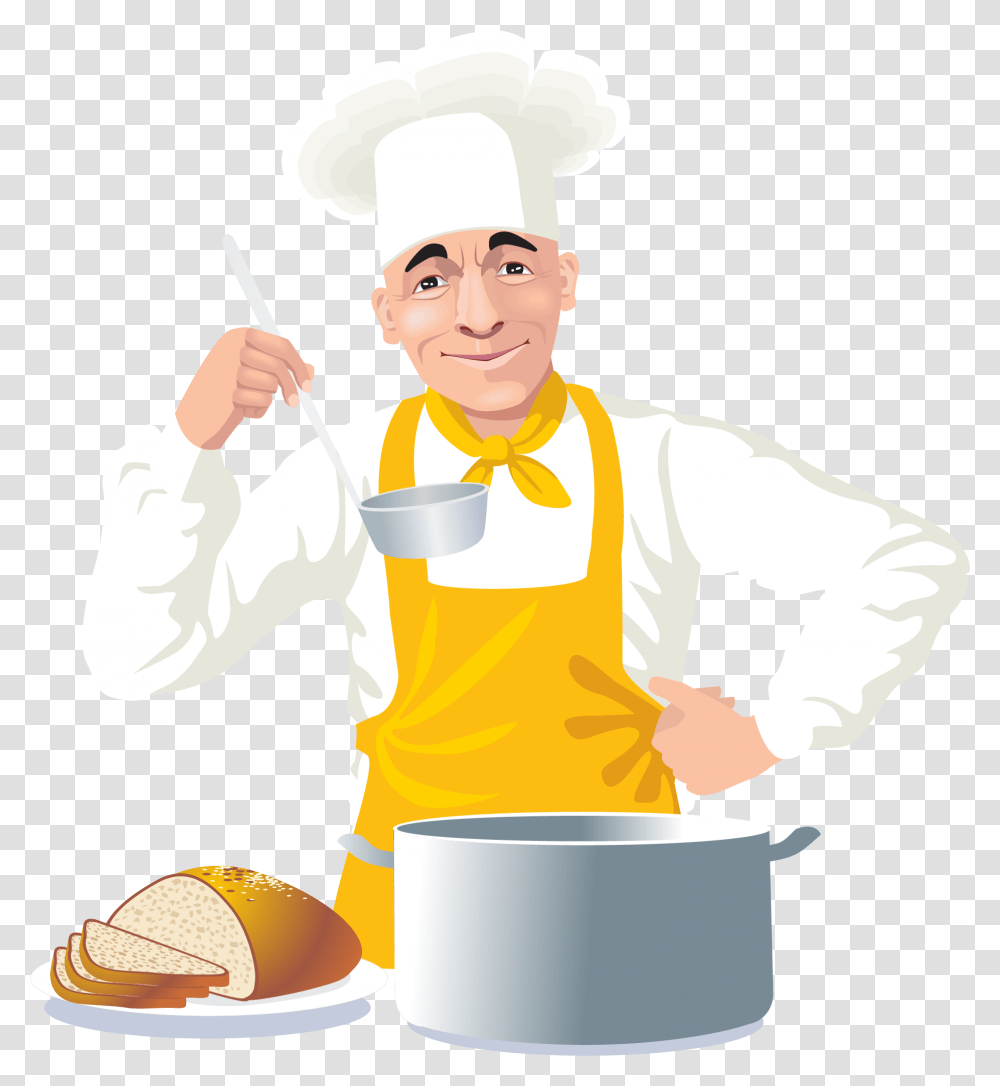 Cartoon, Person, Human, Chef, Bowl Transparent Png