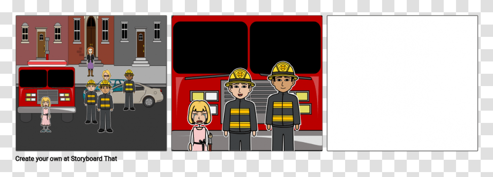 Cartoon, Person, Human, Fireman, Bus Transparent Png