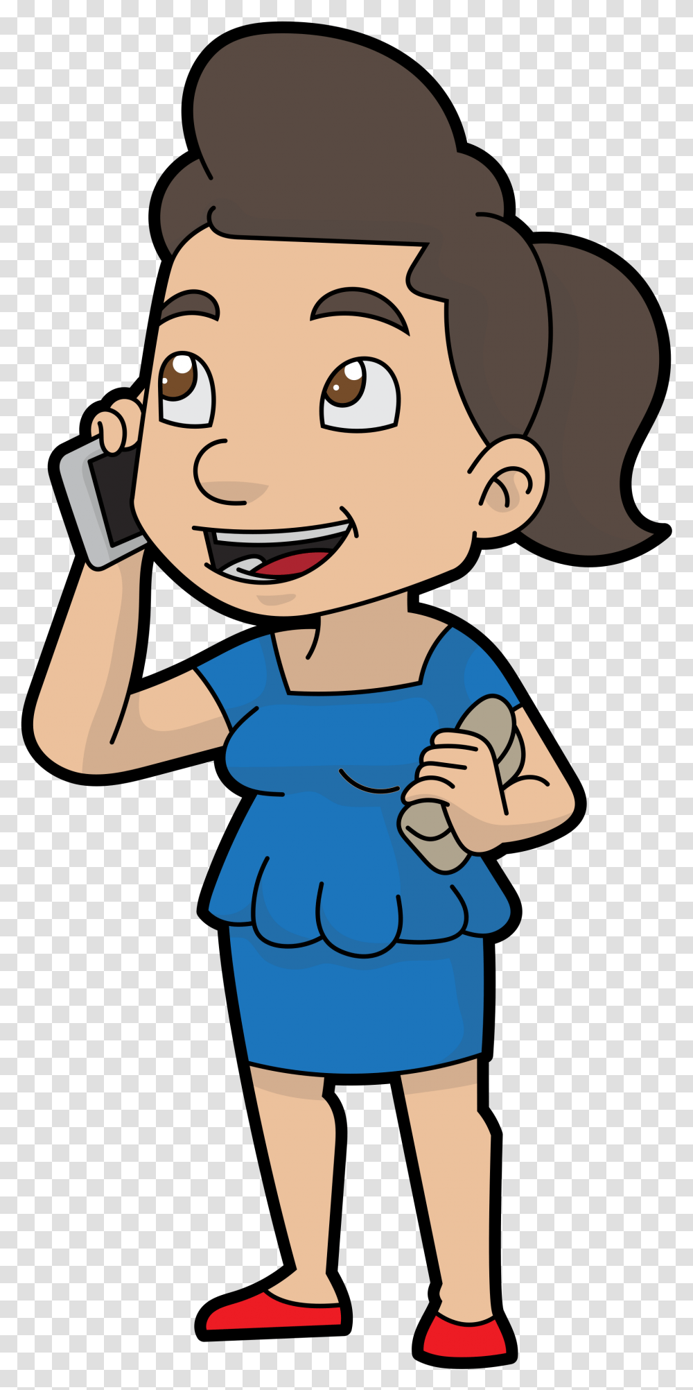 Cartoon Phone Chatting On The Phone Cartoon, Person, Female, Face, Label Transparent Png