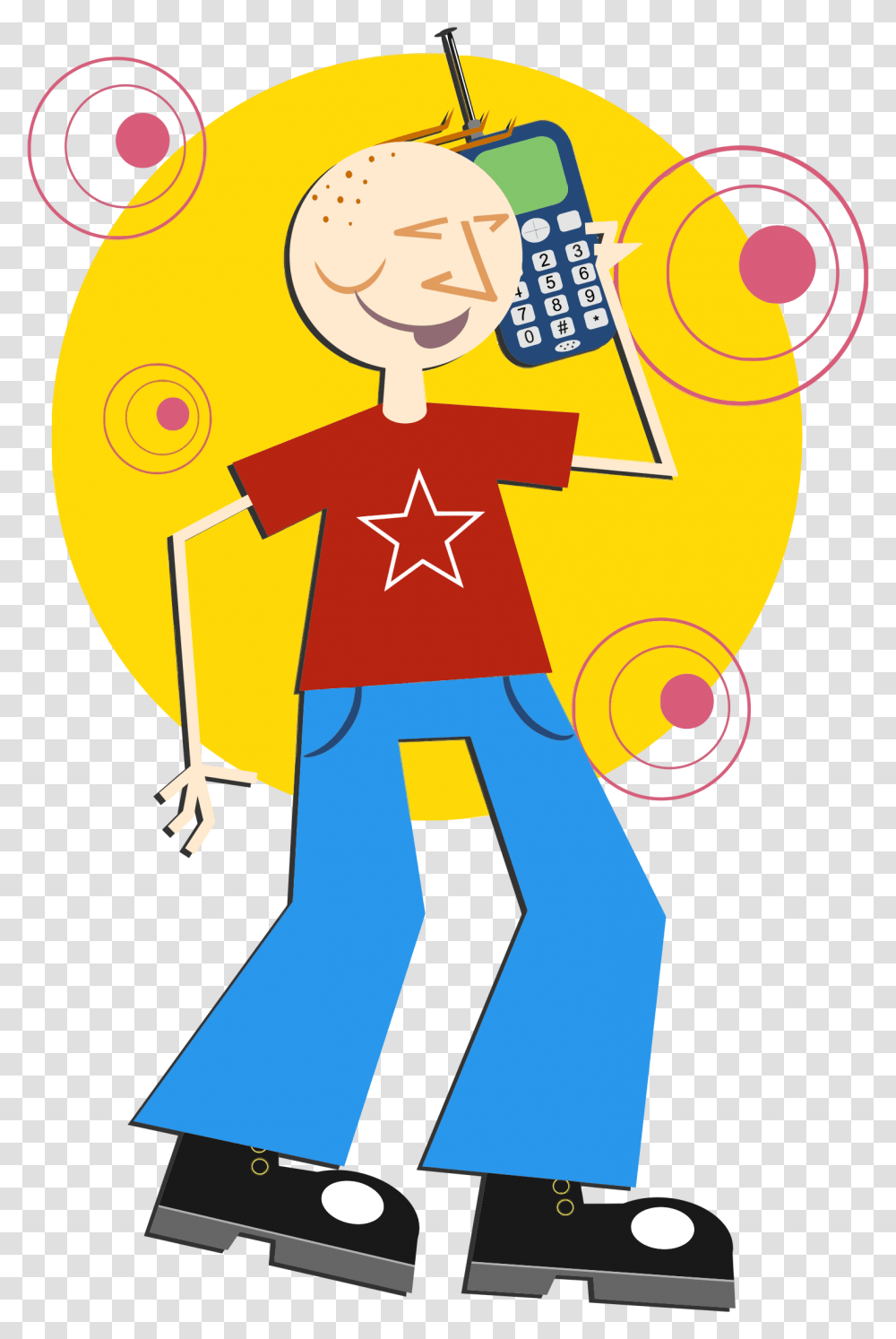 Cartoon Phone Guy Icons, Performer, Face, Crowd Transparent Png