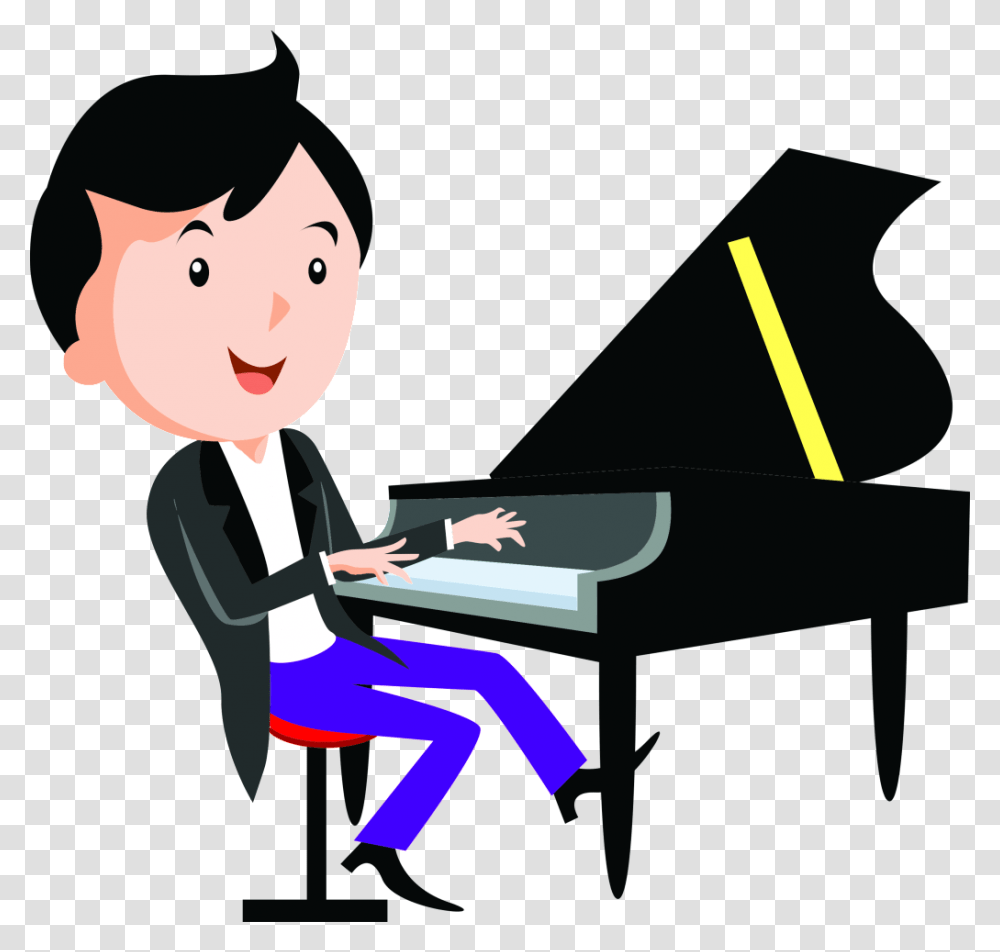 Cartoon Piano Child Playing Piano Free Download Vector, Performer, Person, Human, Musician Transparent Png