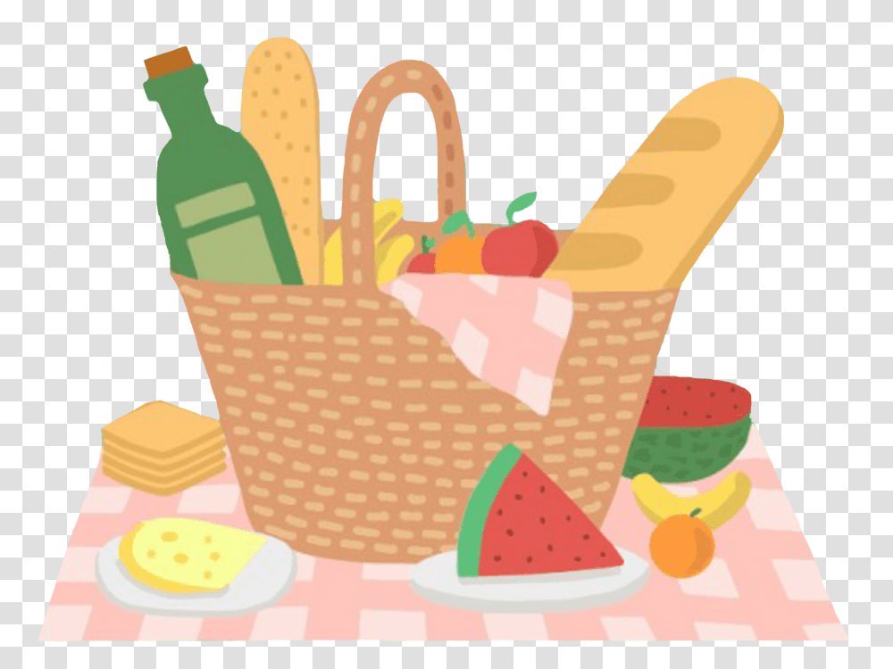 Cartoon Picnic Basket, Shopping Basket, Meal, Food Transparent Png