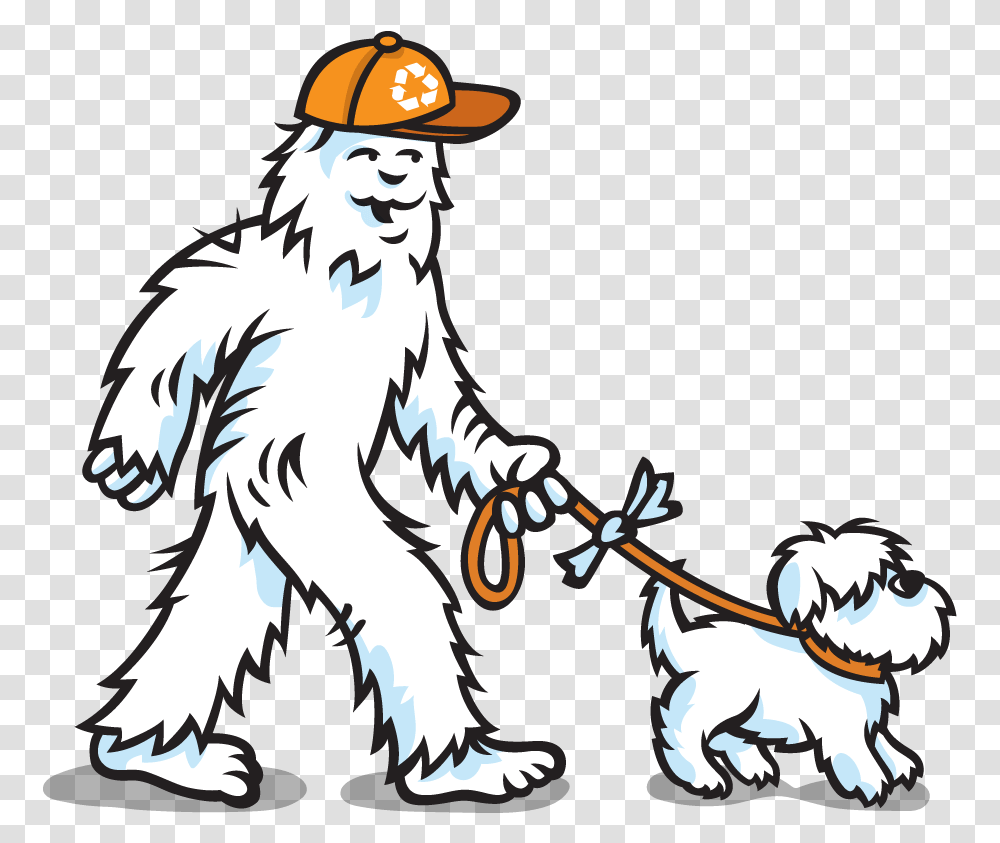 Cartoon Picture Of The Carbon Yeti Walking A Dog, Animal, Mammal, Wildlife, Person Transparent Png
