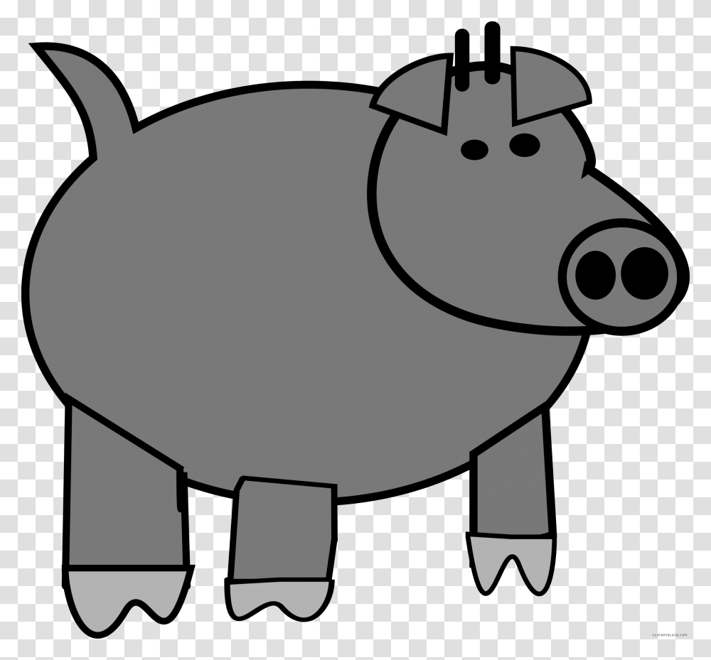 Cartoon Pig Animal Free Black White Clipart Images, Mammal, Piggy Bank, Hog Transparent Png