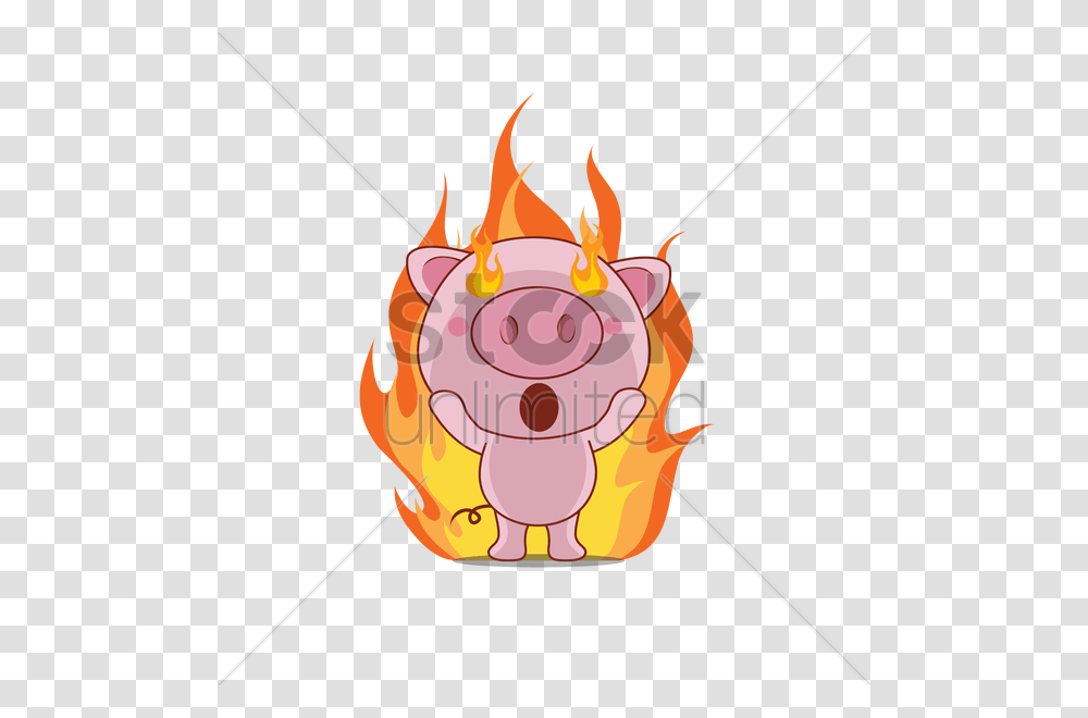 Cartoon Pig Is Furious Vector Image, Duel, Fire, Costume, Flame Transparent Png